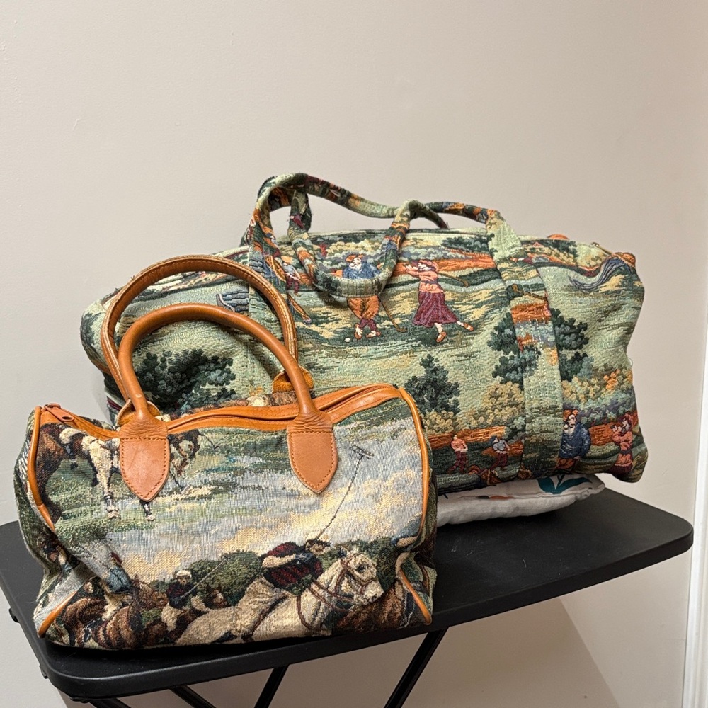 Vintage Tapestry Travel Bag Set